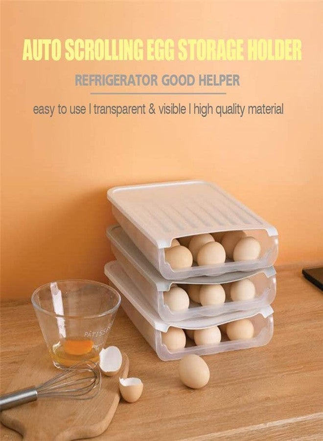 JRM's Auto Scrolling Egg Holder For Refrigerator, Large Capacity 18 Count Transparent Plastic Egg Container For Refrigerator, Stackable Fridge Egg Organizer (18 Egg Storage Auto Roller Container) - Image 2